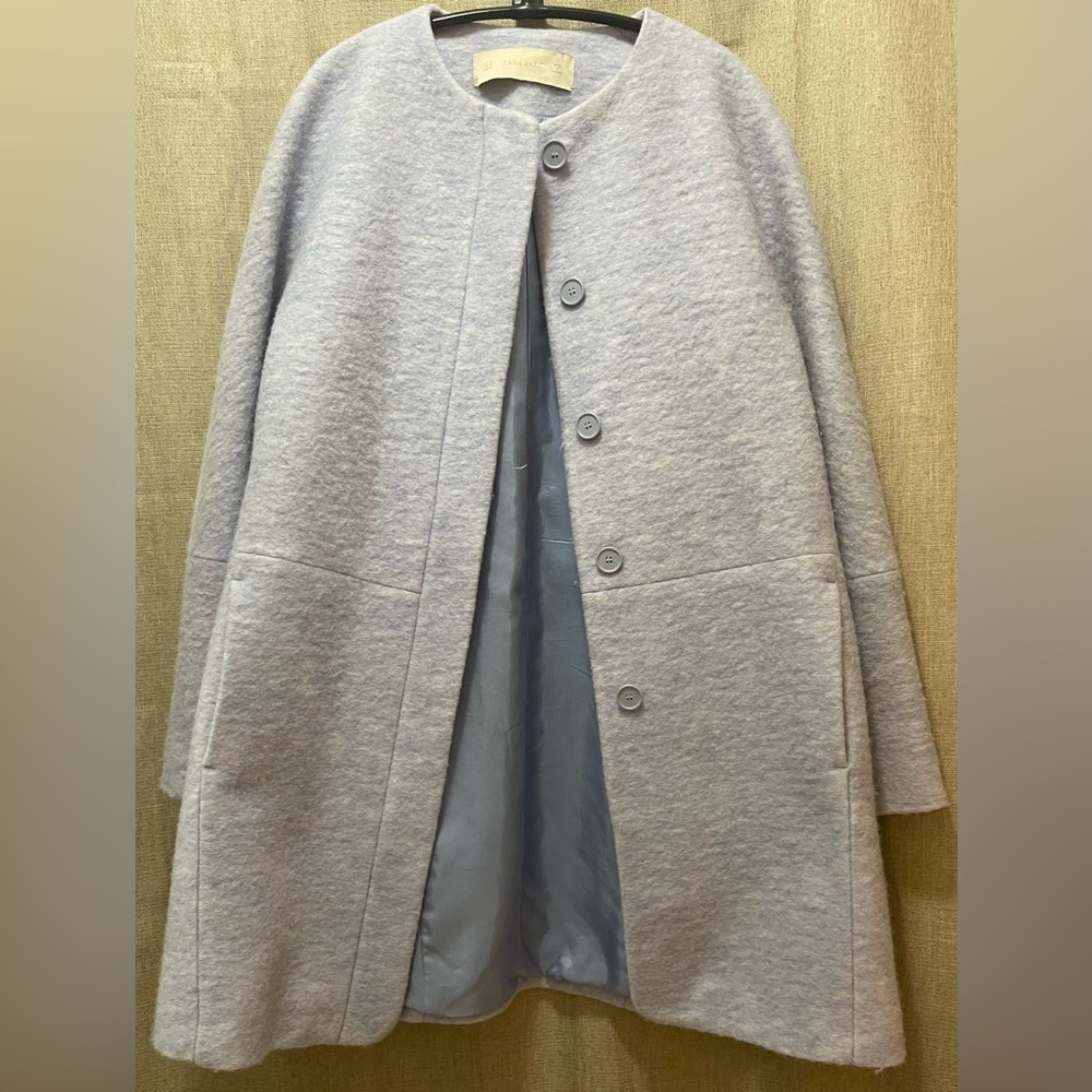 Zara Basic Medium Elegant Sky Blue Trench  Coat